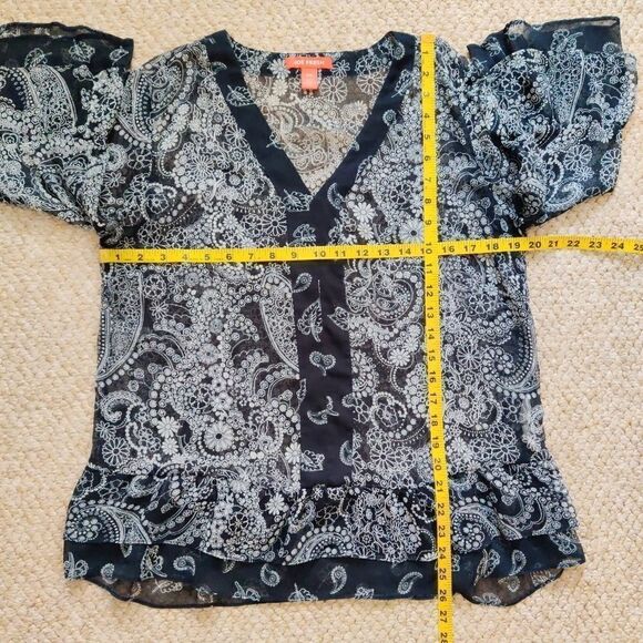 Joe Fresh sheer paisley bell sleeve blouse M - Picture 4 of 8